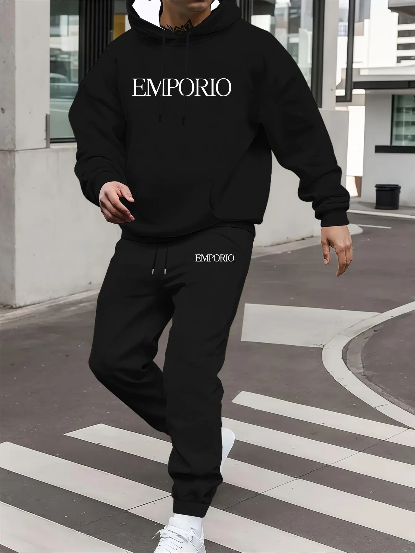 

EMPORIO модная осенне-зимняя популярная мужская одежда Y2K3D толстовки с принтом толстовка + брюки спортивный костюм комплект из 2 упаковок