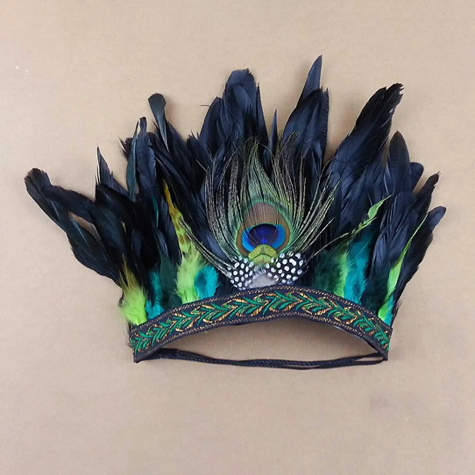 Feather Peacock Costume Accessories Crown Headband for Burlesque Party Women