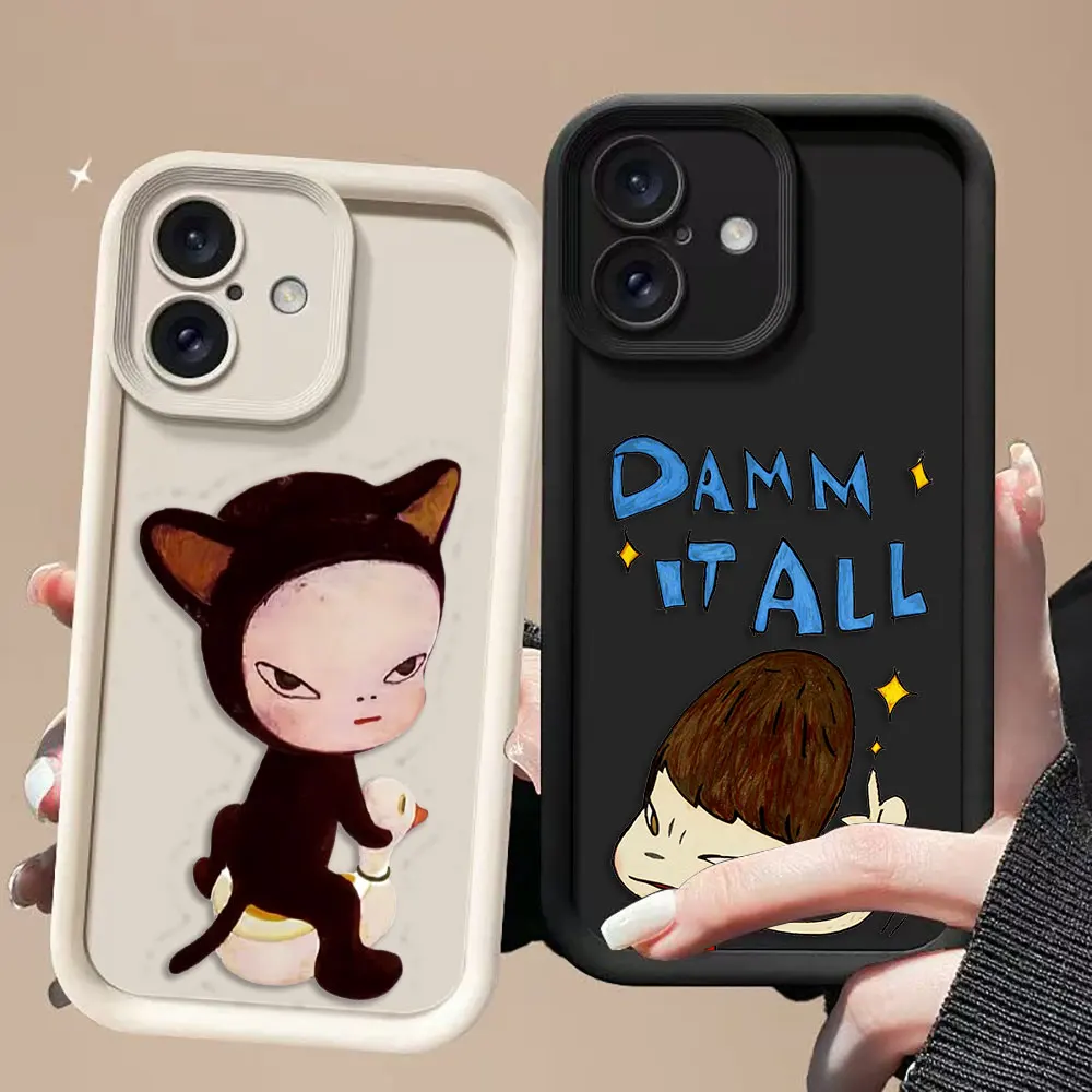 

Art Yoshitomo Nara Cover Phone Case For iPhone 17 AIR 16 16E 15 14 Plus PRO MAX Shockproof Soft Silicone Case Funda Shell Capa