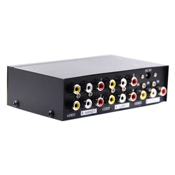 High Quality 4 Port 1 x 4 AV Video Audio Splitter 3 RCA with Metal Housing 1 in 4 out for DVD HDTV With power adpater US/EU plug