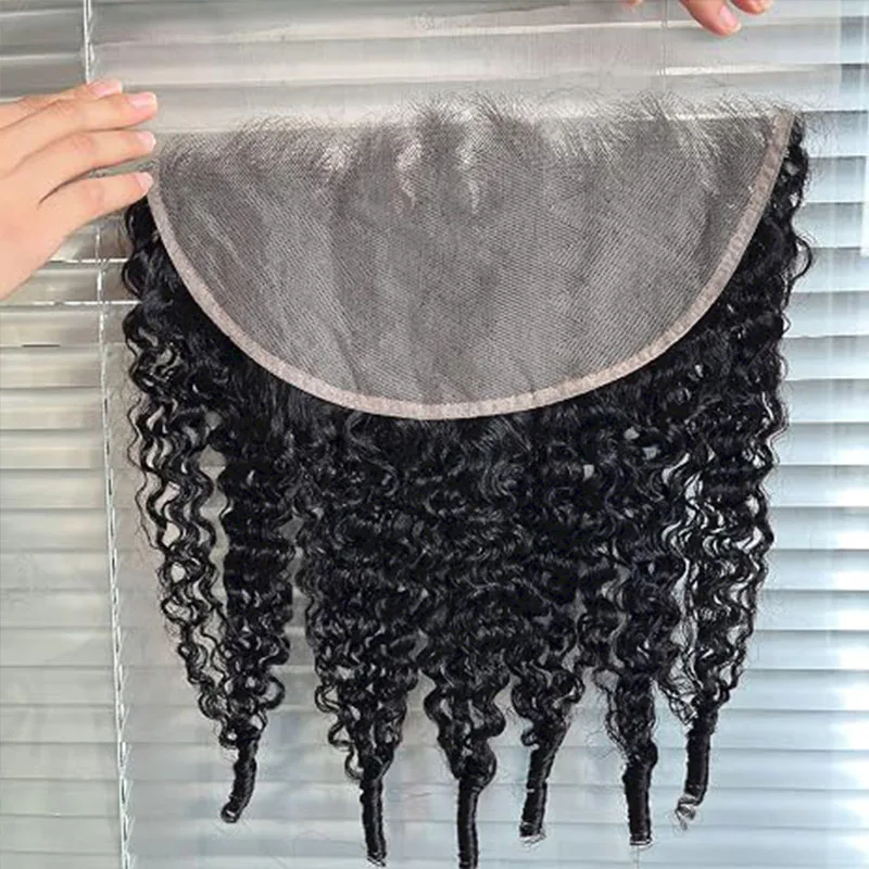 13x4 Burmese Curly Frontal Real Human Hair Curly Wave 13x4 Frontal Burmese Curly Hair Transparent Lace Closure Natural Black