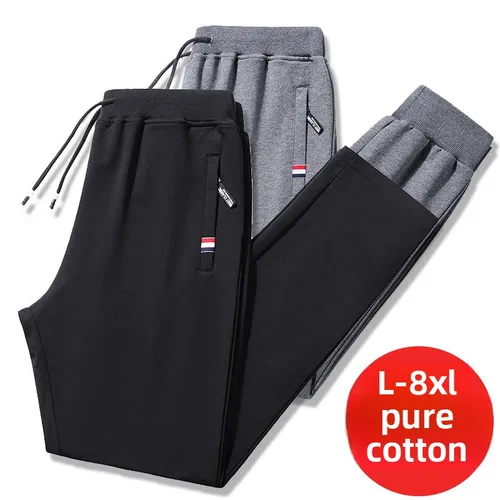 Pantalones de otoño sueltos para gimnasio, pantalones de chándal para correr para hombre 6XL 8XL, ropa deportiva para hombre, chándal, pantalones de chándal de cintura elástica, pantalones de algodón