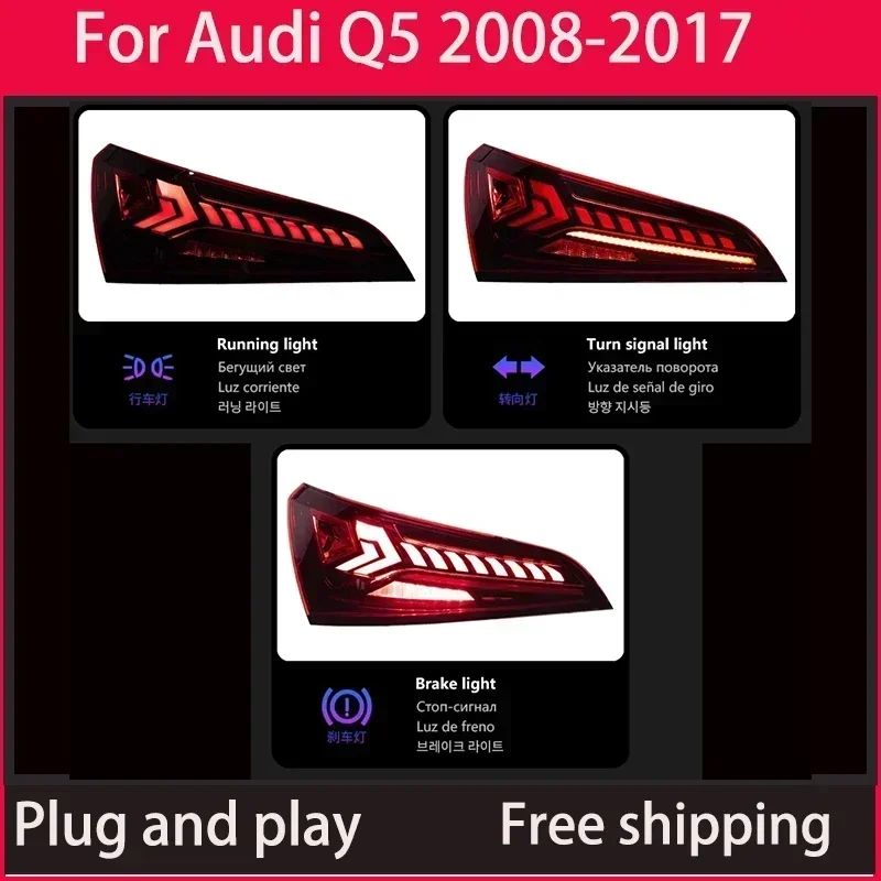 

For 2008-2017 Audi Q5, SQ5 taillight 8RLED taillights, improved Q7 design, dynamic signal lights, automotive accessories