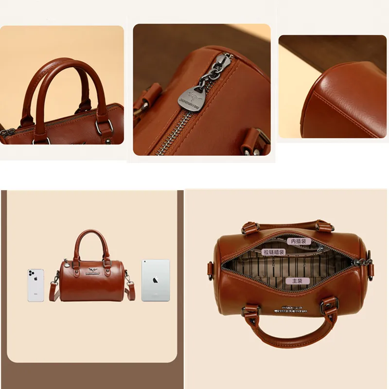 Brand Women Oil wax Leather Handbags Fashion Female Large Capacity Crossbody Bag Shoulder Messenger Bags Ladies New Luxury Tote