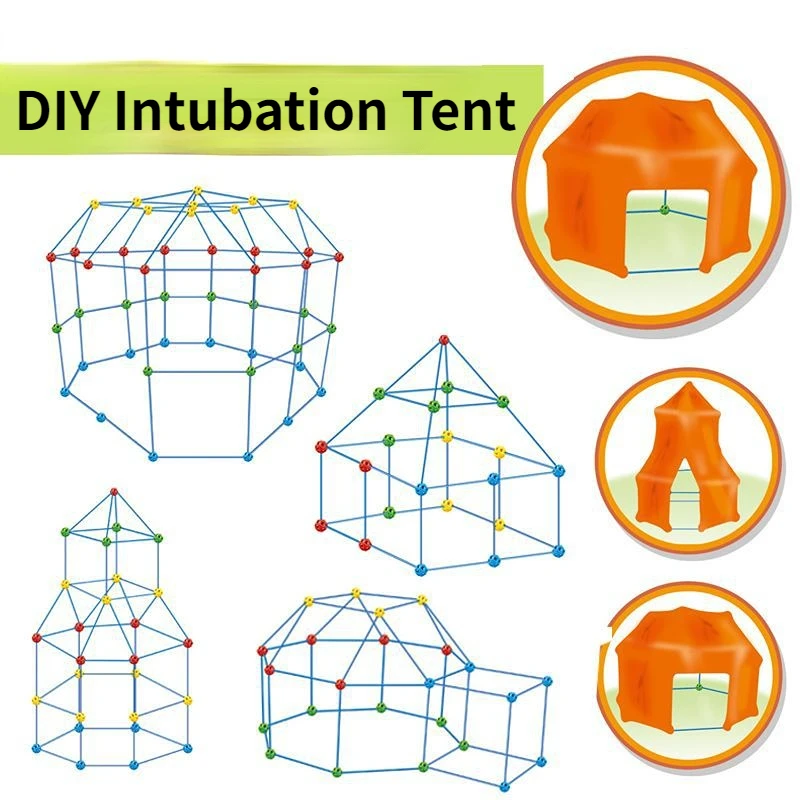 DIY Beaded block tent for Kids Construction Fort Building Blocks Castles Children Novel Toys Puzzle for Boys Girls Gift Outdoor