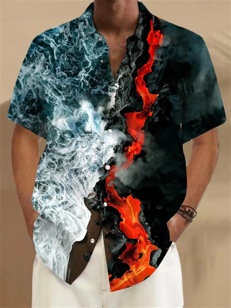 

Fashionable men's high-definition pattern men's top gradient color casual outdoor party soft and comfortable 2025 new shirt