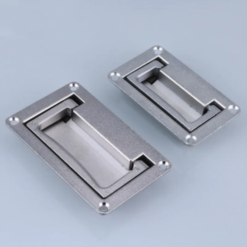 1 PCS 11.1cm x6.9cm / 9.5cm x 6cm Metal Rectangle Shaped Recessed Folding Pull Handle Grip