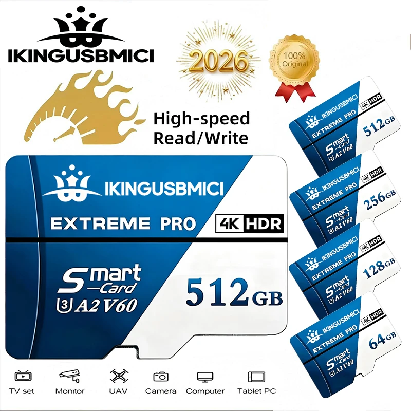 Durable Micro SD Card Memory Card TF Cards SD Cards 32GB 256GB 512GB Ultra HD Waterproof U3 for Smartphone Laptop Tablet