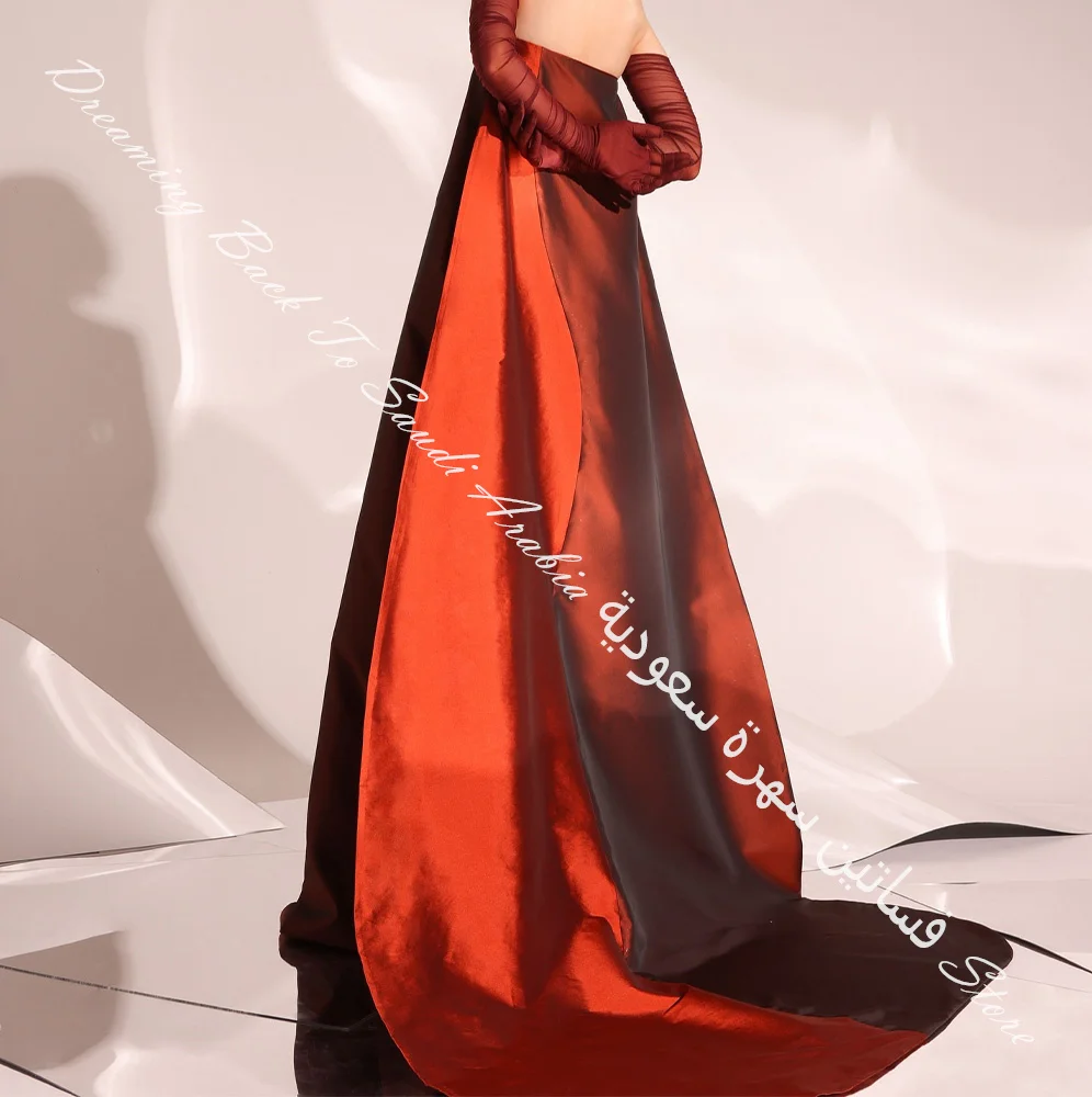 Customized Detachable Sleeve Strapless Satin Bespoke Occasion Gowns A-Line Exquisite Panel Train Photo Color Floor Length Custom