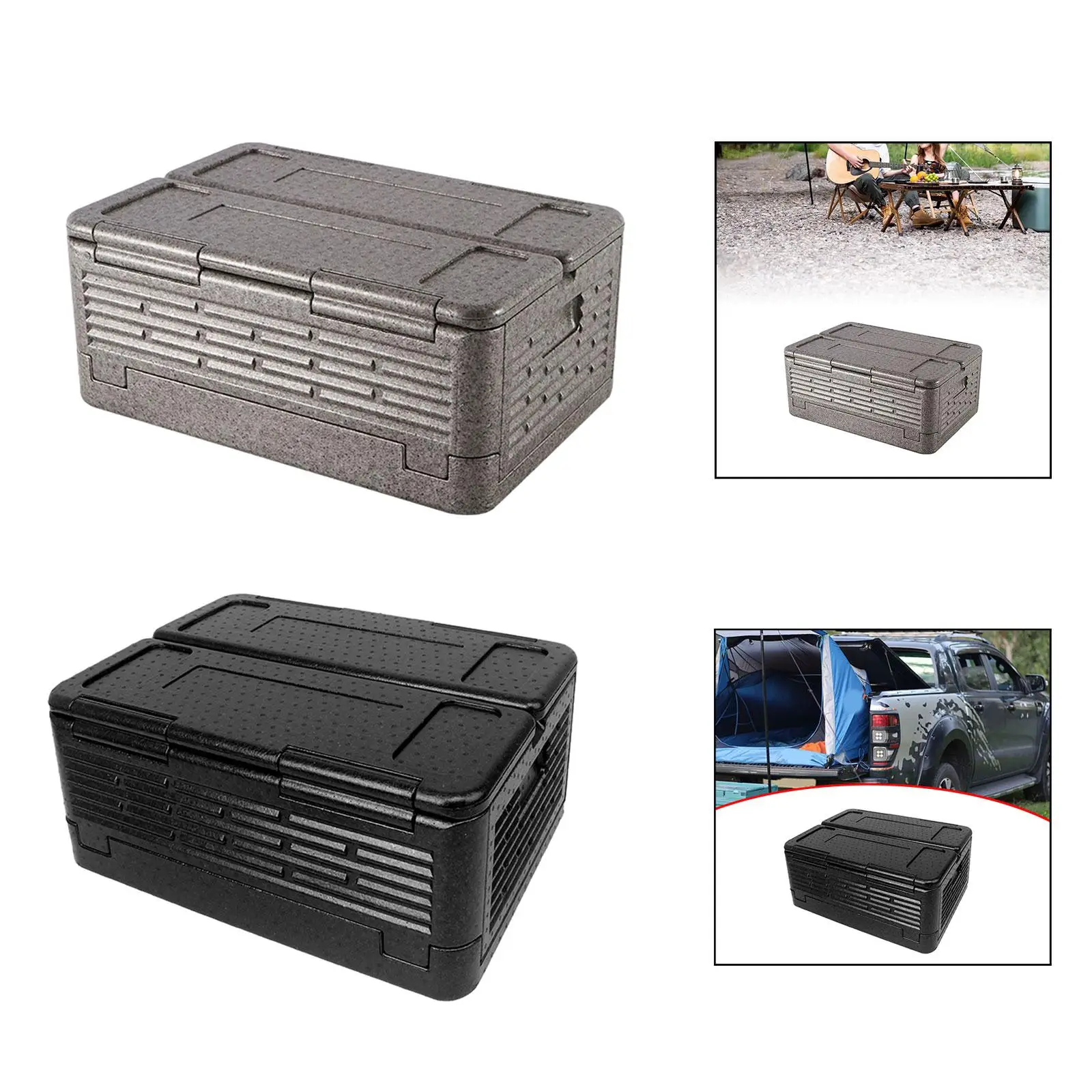 Insulated Food Cooler Box 60L Folding Iceless Cooler Foam Chest EPP Foam Insulated Box for Picnic Parties Gatherings Tailgating