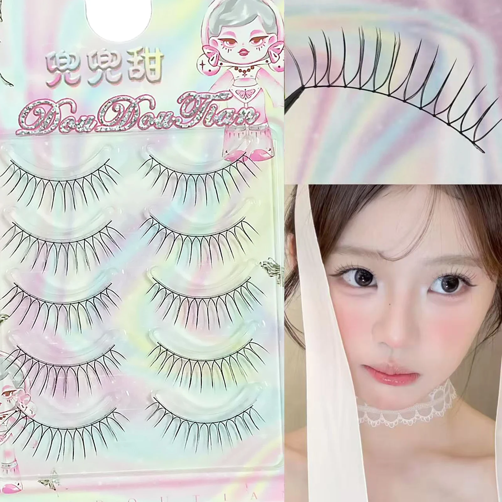 Kpop Idol U Shape False Eyelashes Full Strip Fluffy Volume Lashes for Girls Natural Makeup Accessories