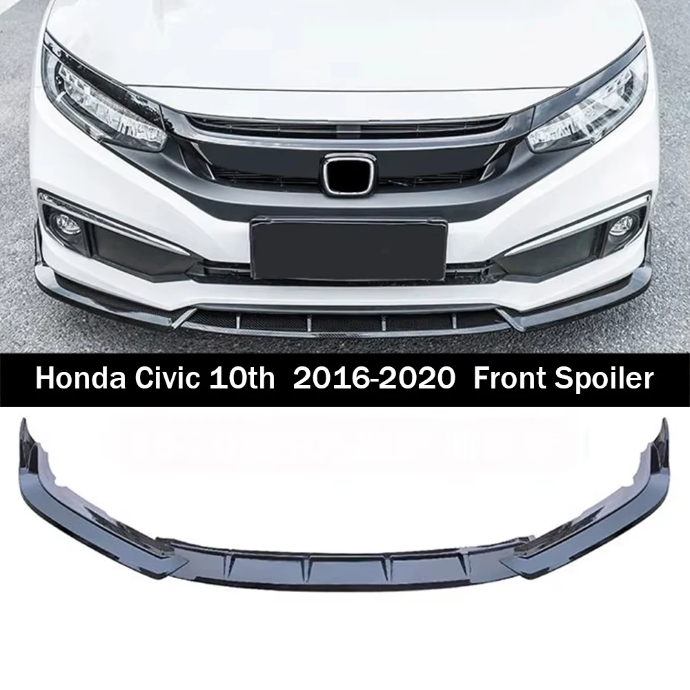 Applicable To For Honda Civic Spoiler Accessories Three Piece Car Front Bumper Split Lip Body Kit Modification 2019-2021