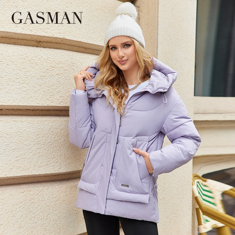 Gasman 2023 Nieuwe Jassen Vrouwen Winter Donsjack Klassiek Ontwerp Rits Fleece Zak Vrouwelijke Elegante Parka \'S 83284