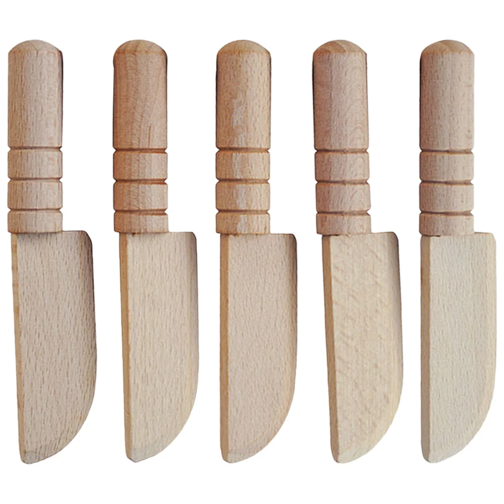 

5 Pcs Simulated Wooden Knife Cooking Toy House Kitchen Supplies DIY Kids