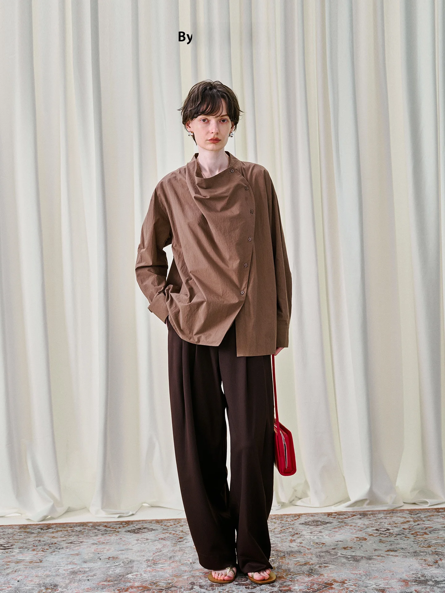 

Женская повседневная рубашка Fre Moi Ice Flower из хлопка, 60 нитей, свободного кроя, с воротником-стойкой, для бизнеса