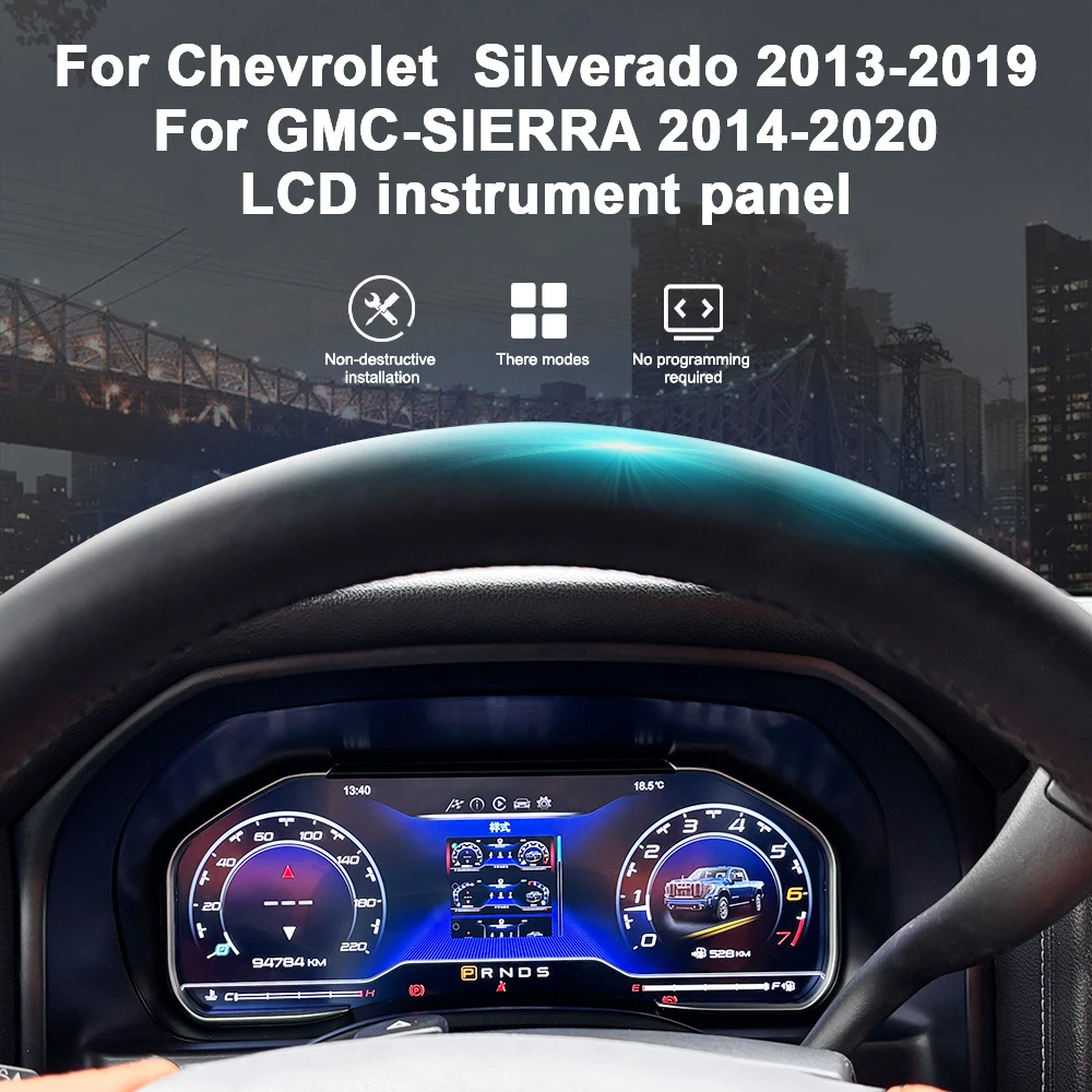 Car Digital Cluster Dashboard For Chevrolet Silverado GMC-SIERRA 2013-2020 Virtual Cockpit Instrument Panel Odometer Auto Meter