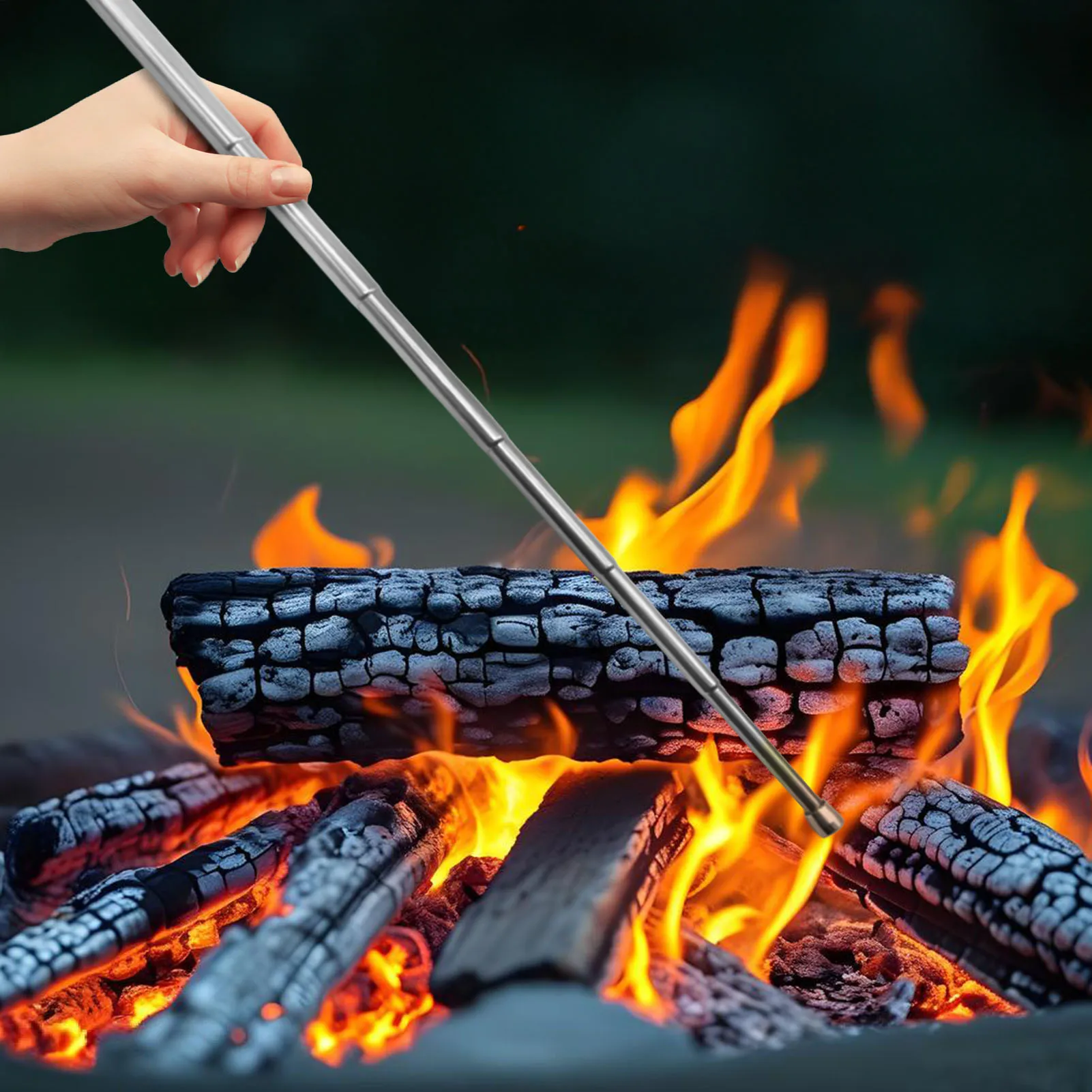 

63.5cm Telescopic Blowpipe 6-section Heat-resistant Blowing Rod For Camping Picnic BBQ Practical Outdoor Fire Starter Igniter