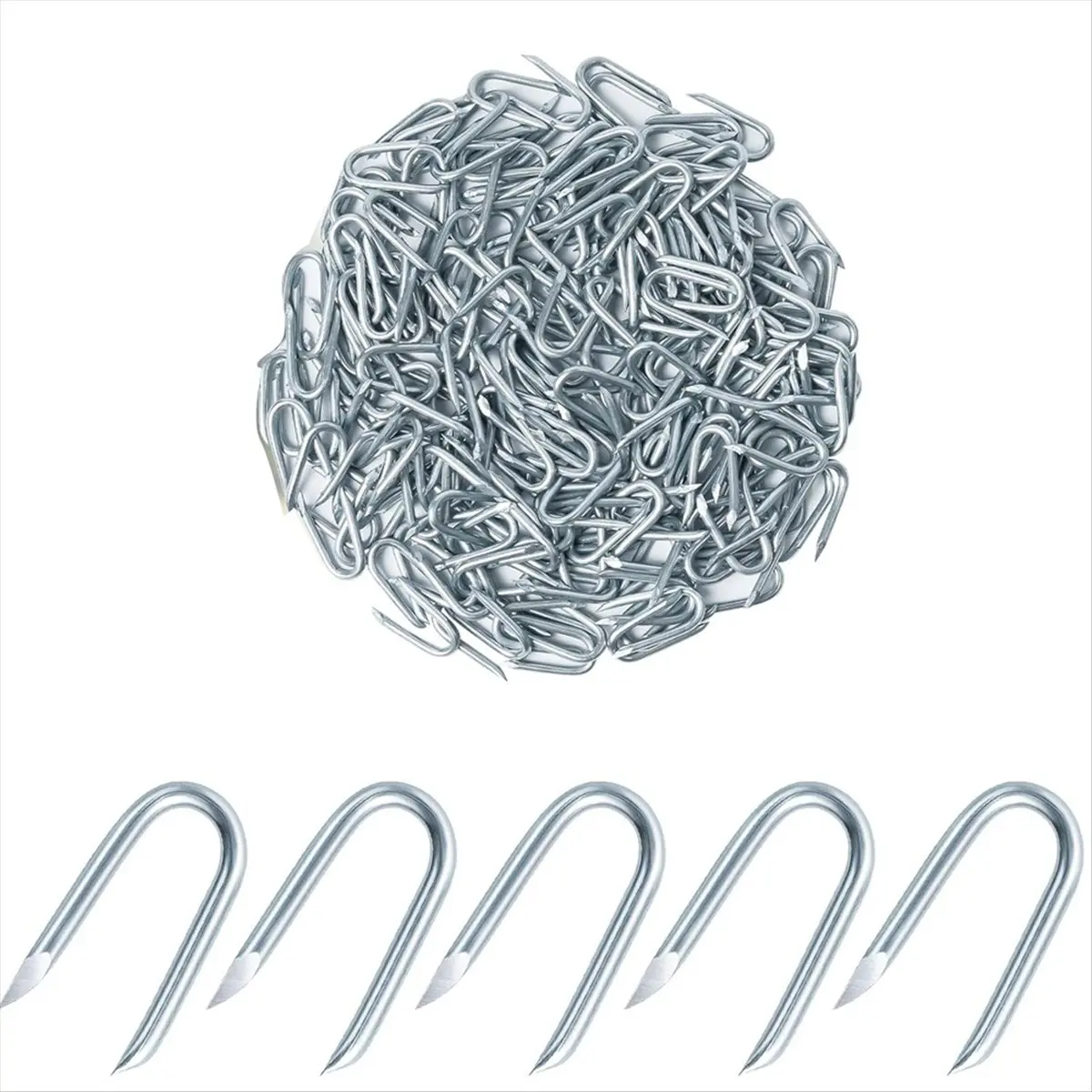 *BAAY 200pcs Wire Fencing Staples, Galvanised Fence Staples, U Nails Fence Fasteners Yard Cable Staples, U Shaped Nails