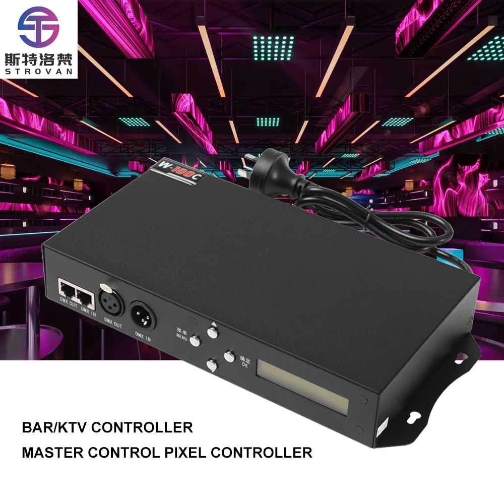 W-100C 8-portowy dekoder DMX 512 sygnału szeregowego SPI RDM Master do taśm LED RGB, kontroler programujący o stałym napięciu