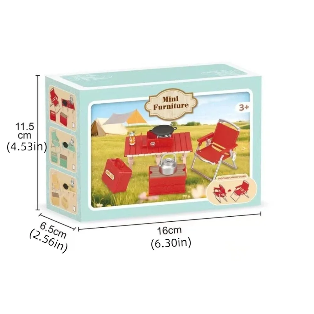 Simulation Model Miniature Camping Picnic Set Pretend Play 1:12 Dollhouse Folding Chair Gas Stoves Model Role Play