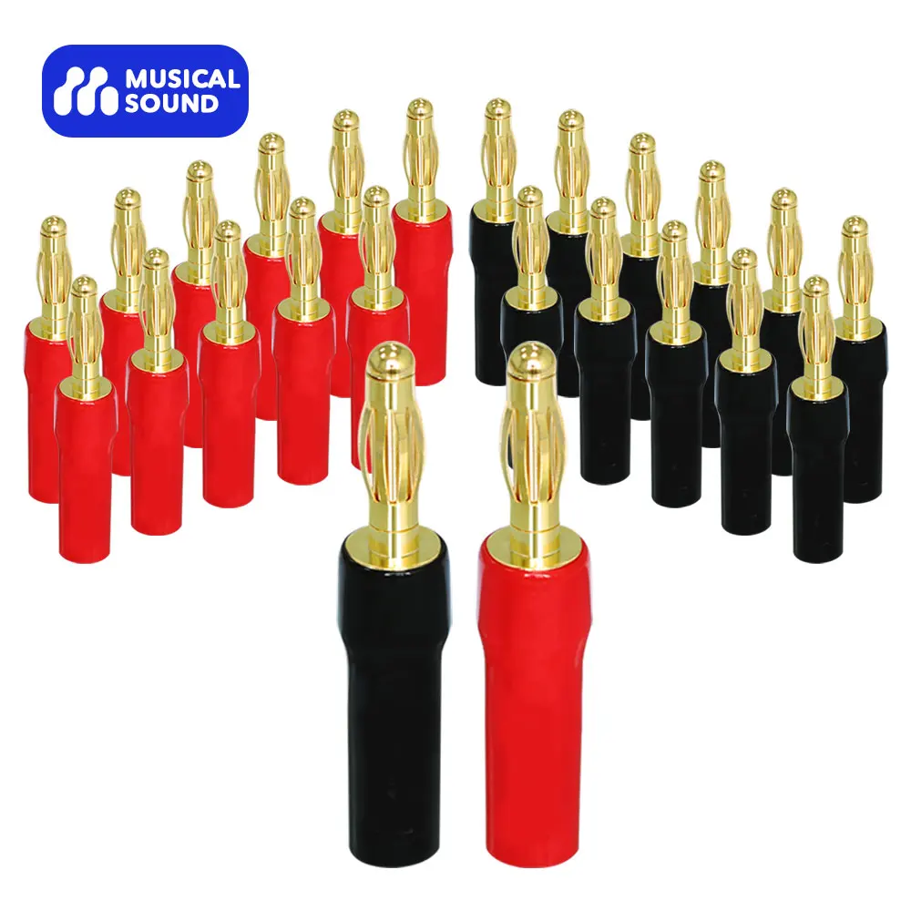 

Musical Sound Banana Plugs Audio Jack Connector 12 Pairs / 24 pcs 24k Gold Dual Screw Lock Speaker Connector for Speaker Cord