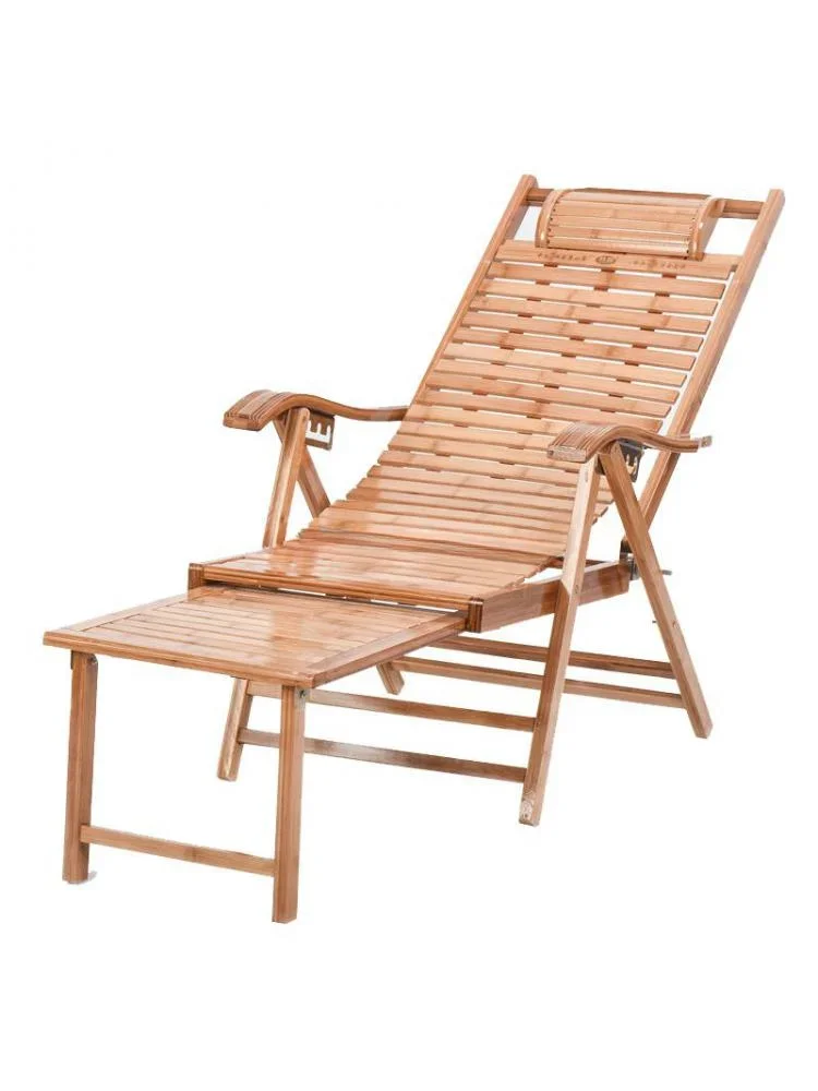 

q Recliner Folding Lunch Break Chair Solid Wood Backrest Lazy Leisure Siesta Chair Home Balcony Adjustment Beach Bamboo Sandy