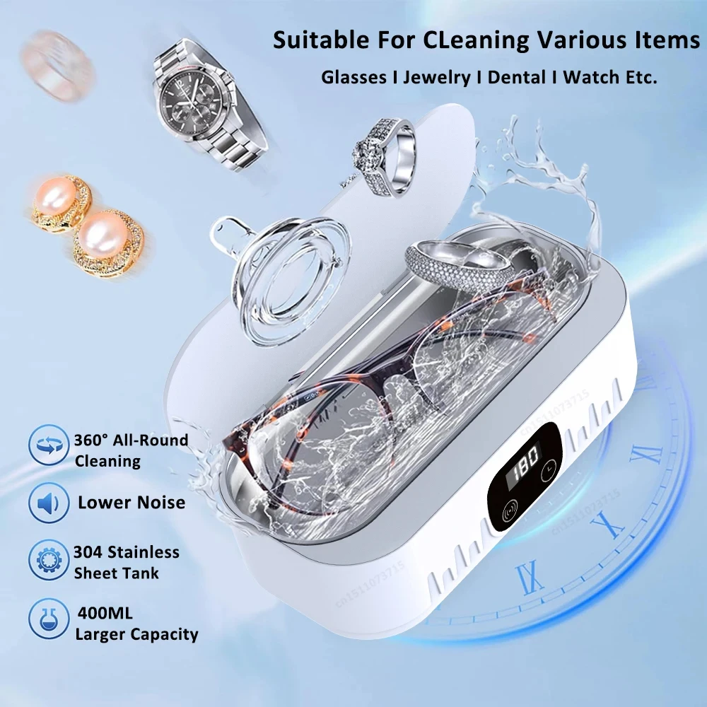 Xiaomi MIJIA Ultrasonic Glasses Cleaning Ultrasound Jewelry Cleaner Machine High Frequency Ultrasonic Cleaning Bath Jewelry wash