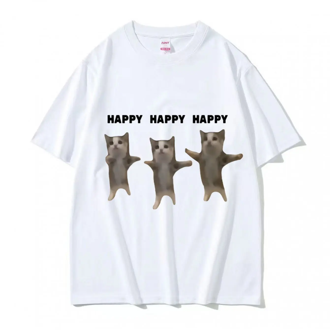 Happy Dancing Kittens Meme T Shirt Men Women Cute Cat Graphic Crew Neck Cotton Funny Humor Casual Streetwear Tee