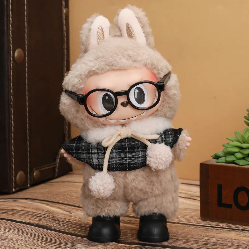 Для 15-17 см Labubu одежда наряд Labubu сидячая вечеринка медведь этикетка шарф шляпа аксессуары для кукол милое украшение