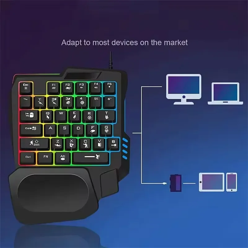 ZLRLMHY Ergonomics Gaming Keyboard Single Hand Usb Wired 35key RGB Backlight Mini Keyboard for Gamer Laptop Desktop PC