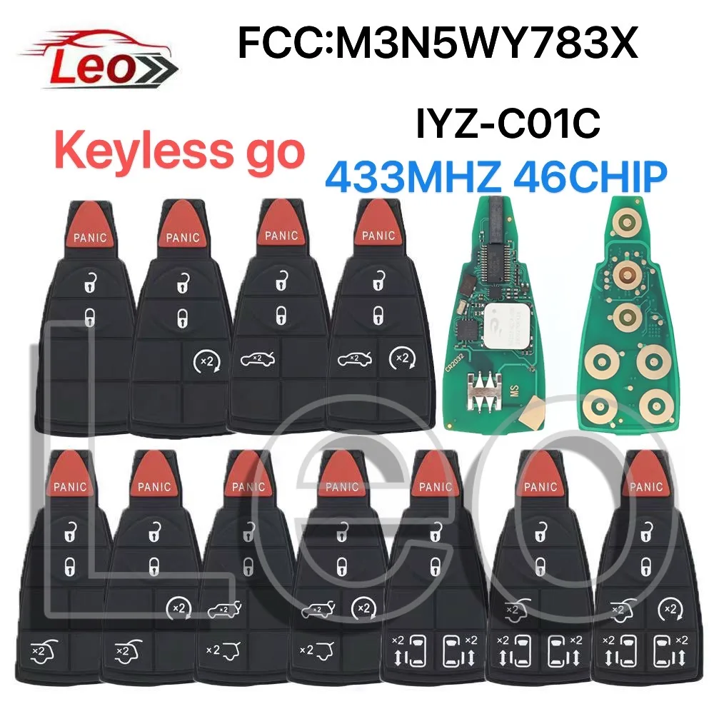 

Leo Smart Remote Keyless go For Jeep Grand Cherokee Dodge RAM Chrysler Town&Country FCC:M3N5WY783X 433MHZ ID:46CHIP.