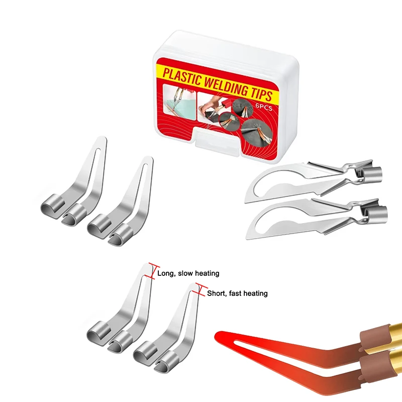 

6 шт., пластиковая сварочная головка с гладким наконечником и режущий наконечник для ремонта пластиковых сварочных наконечников для автомобильных бамперов, каяков