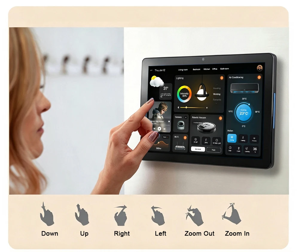 8 10,1" Wandmontiertes Android Smart Home Bedienfeld RK3566 POE-Stromversorgung Android 11 Kapazitives Touch-Tablet für Zuhause & Büro – Detail 6