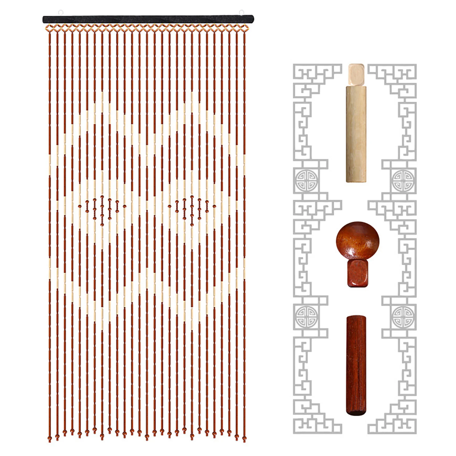 Bamboo Bead Curtain String Door Curtains Beaded Wood Curtain Coffee White for Room Divider Door Living Room Balcony Decoration