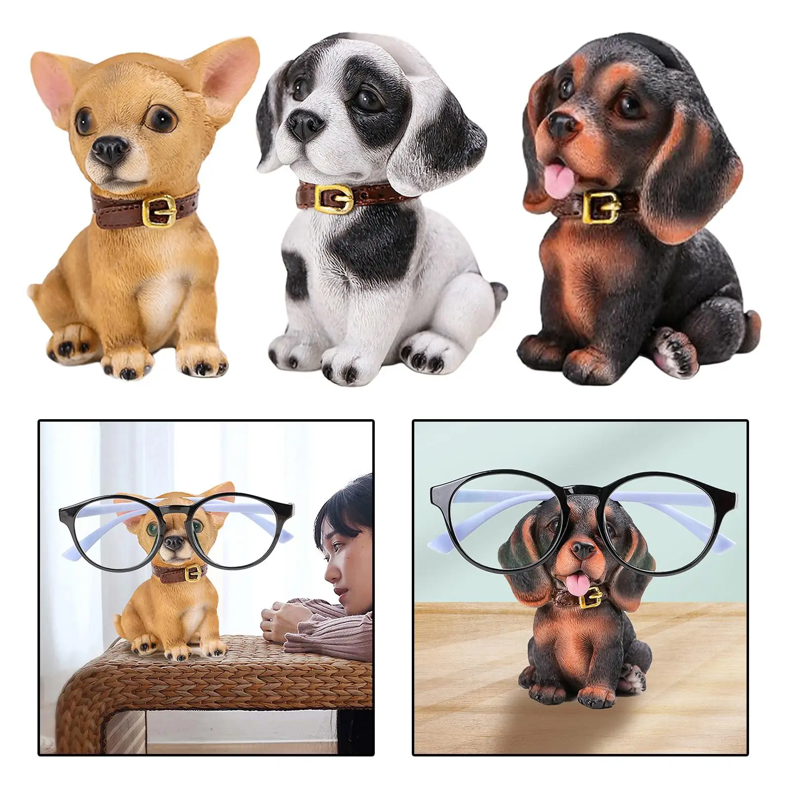 لطيف الكلب النظارات حامل حامل الحيوان تمثال نظارات القراءة حامل الحيوانات على شكل لتزيين المنزل هدية للأطفال الأصدقاء #4