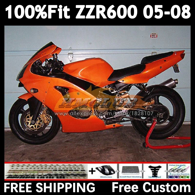 Injection Body For KAWASAKI NINJA 600CC ZZR600 154No.152 ZZR-600 good orange ZZR 600 05 06 07 08 2005 2006 2007 2008 OEM Fairing