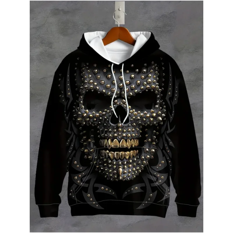 Mode Skull Graphics Hoodie Trendy Streetwear Lange Mouw Casual 3d Geprinte Hoodies Heren Cool Hiphop Oversized Sweatshirt