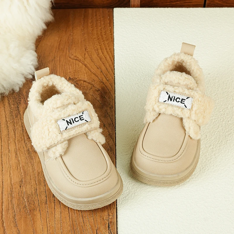 

2025 Children Cotton Loafers for Girls Wintwe New Fashion Korean Style Soft Bottom Anti-slippery Versatile Princess Leather Shoe