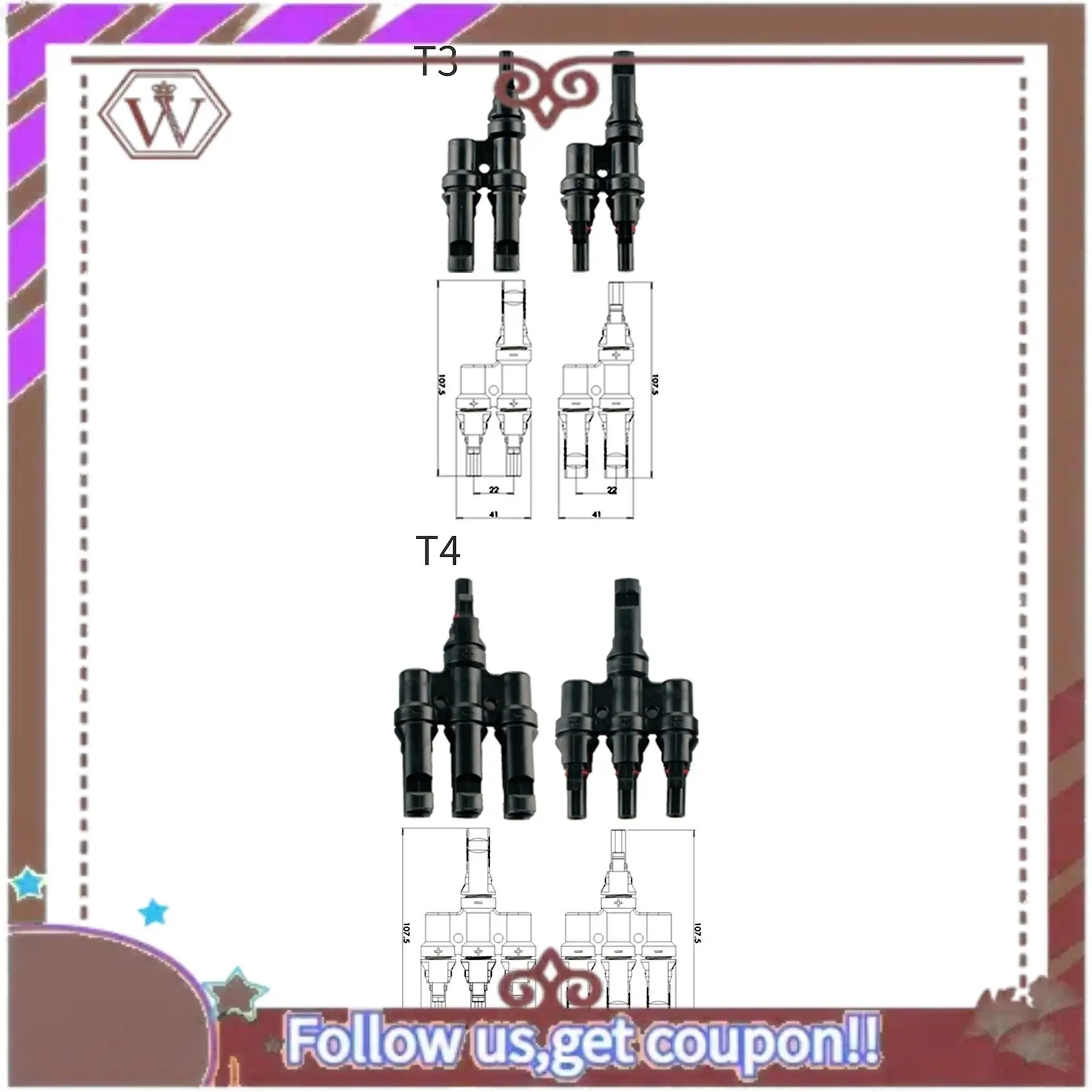 أحدث موصل الطاقة الشمسية الكهروضوئية 1500 فولت 50A 2T 3T 4T 5T 6T فرع اتصال موازي IP67 موصل كابل لوحة PV الكهربائية