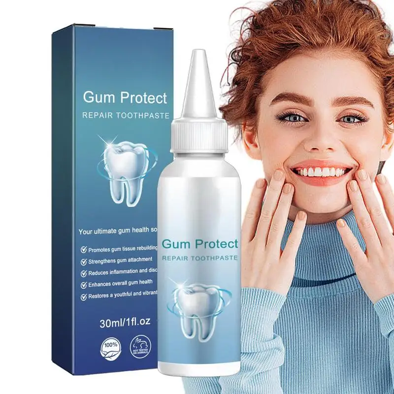 Pasta de dientes para reparación rápida de encías, blanqueamiento dental, elimina las manchas de placa amarilla, alivia el dolor de encías, decaimiento del dolor de dientes, 30ml