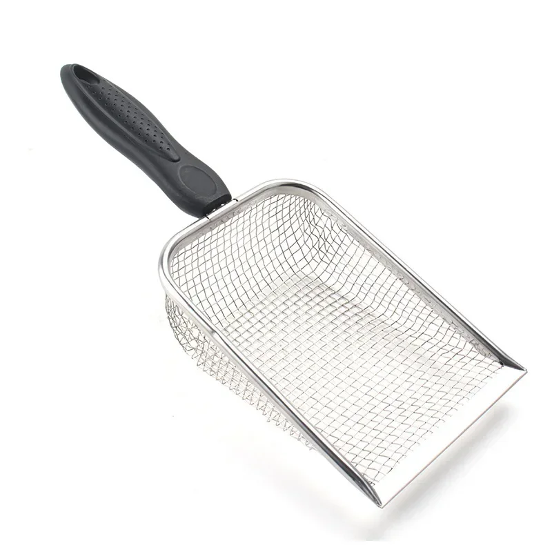 

Cat Litter Shovel Stainless Steel Reptile Sand Substrate Shovel Clean Up Feces Fine Mesh Sifter for Bedding Cat Litter Scoop