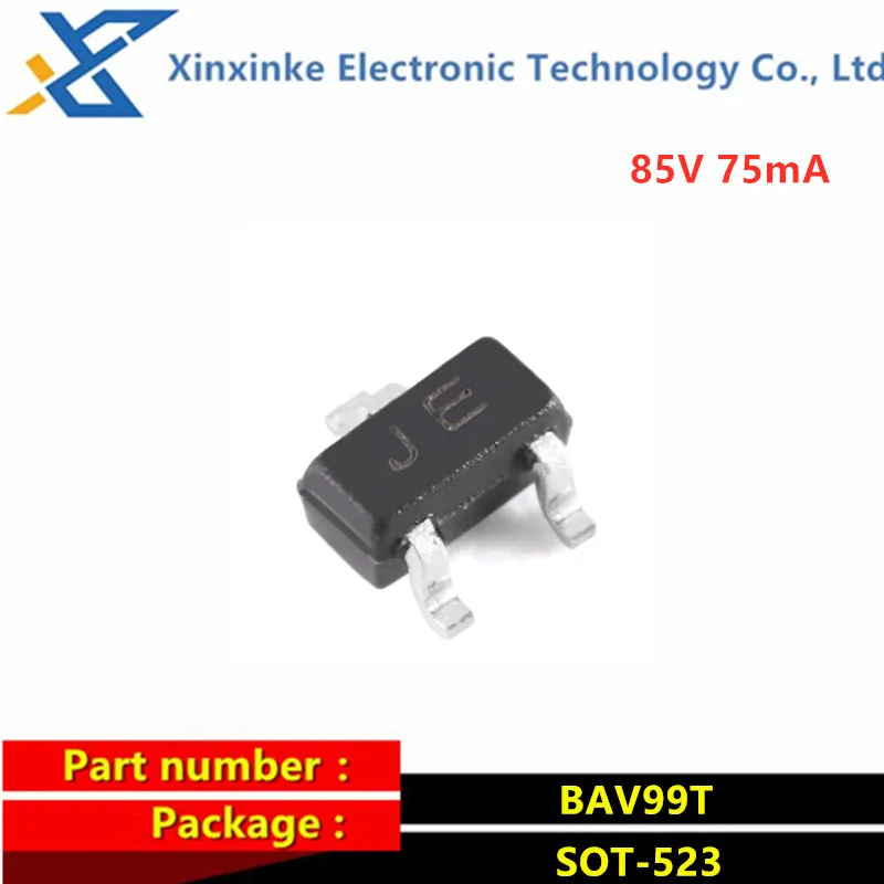 100PCS BAV99T BAV99T-7-F Marking：JE SOT-523 85V 75mA 155mA 4ns Ultrafast Recovery Diode Switching Diode