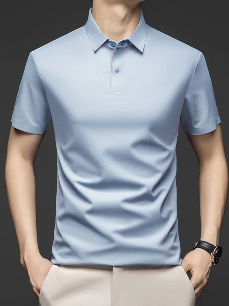 

Summer Clothing Men Polo Shirt Men's Casual Loose Short Sleeve Turn-down Collar Business Solid Versatile T-shirt Multiple Colors