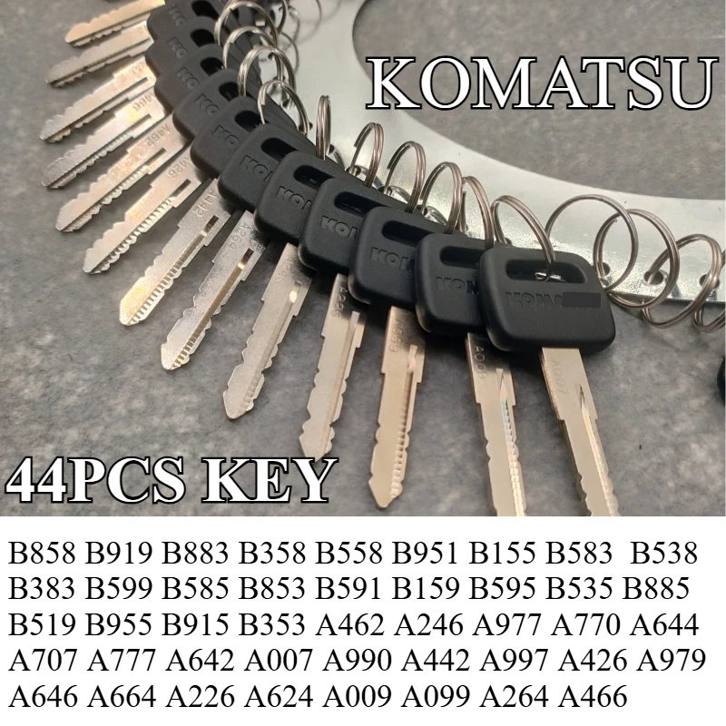 44pcs For Komatsu Master Key A/B Series A007 A009 A664 A707 A997 B858 B919 B358 Excavator Loader Dozer Code Key Number Keys