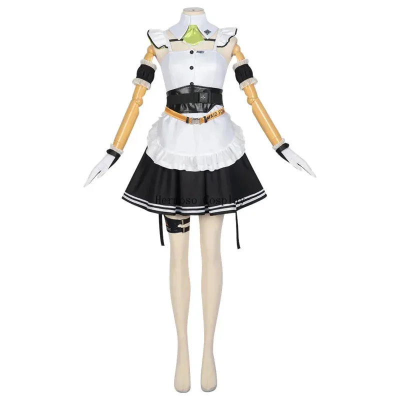 أزياء الصودا التأثيرية Nikke آلهة النصر فستان خادمة للنساء والفتيات ملابس تنكرية باللون الأخضر والأبيض بدلة حفلات الهالوين