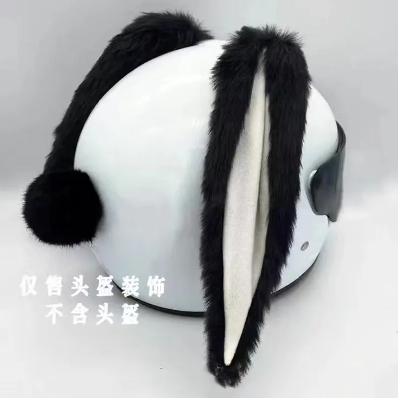Helmet Decorative Scooter Motorcycle Riding Female Ski Helmet Plush Cartoon Lop Rabbit Ears Removable