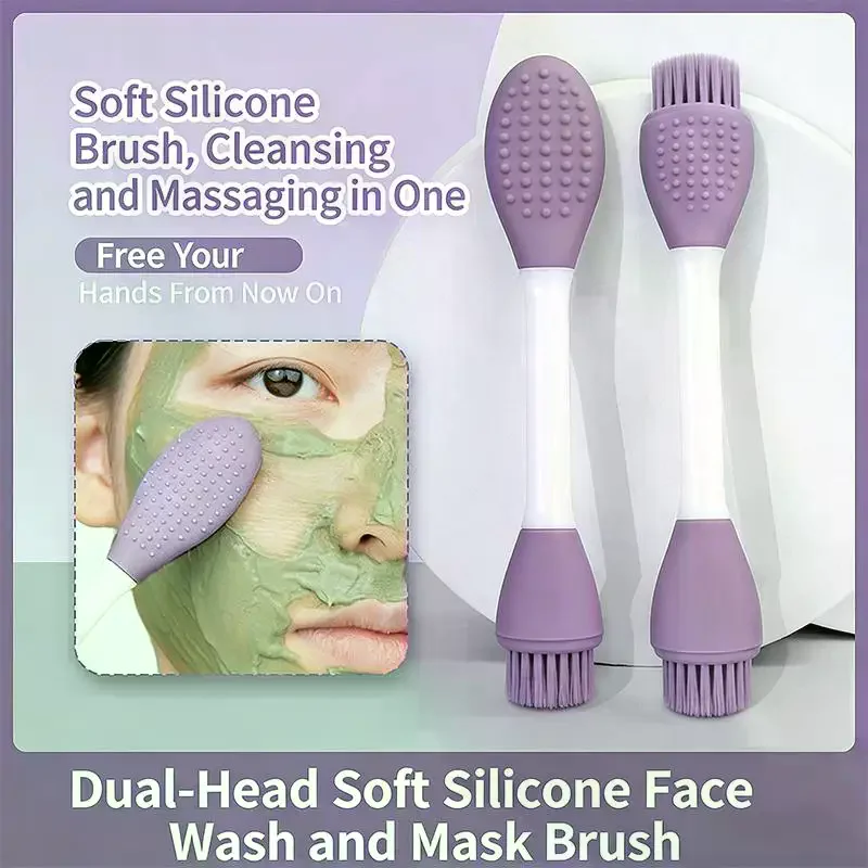 Double-Headed Silicone Mask Brush Face Wash Mud Mask Scraper Beauty Tool Facial Massage Brush