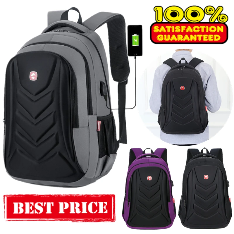 Tas Laptop bisnis pria, ransel USB Charger Port tahan air tas sekolah 15 "tas bisnis komputer ransel tahan air