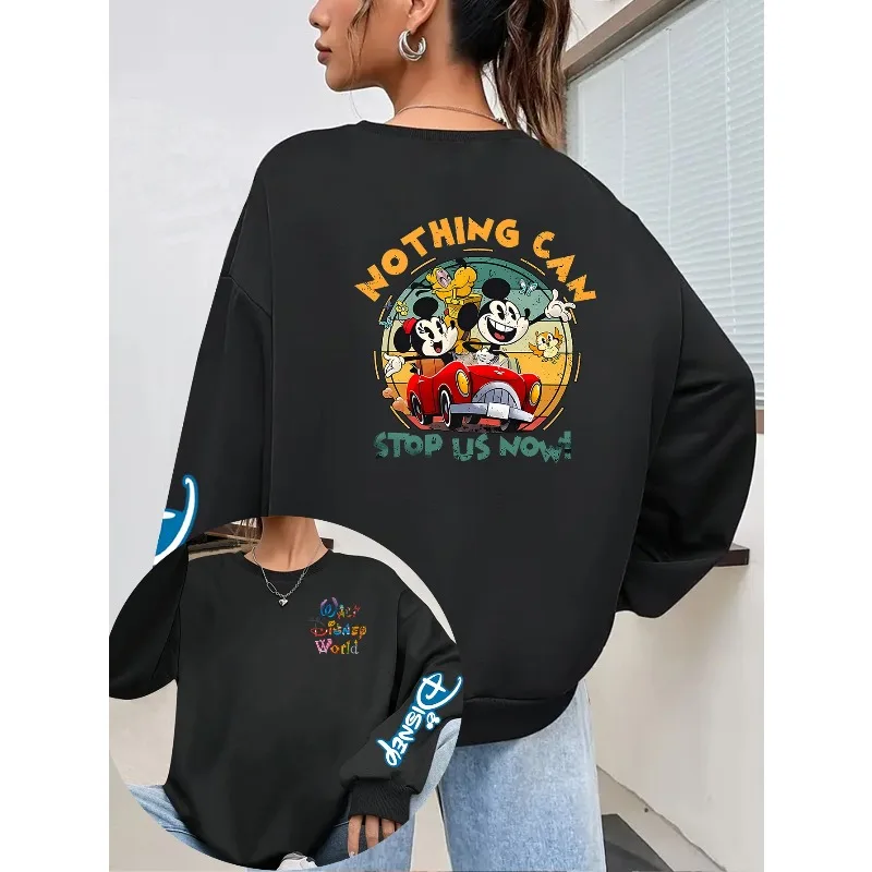 Autunno/Inverno Disney Donna Vigilia di Natale Spaventoso Stile retrò Topolino/Minnie Quattro stagioni Comoda felpa con cappuccio girocollo a maniche lunghe