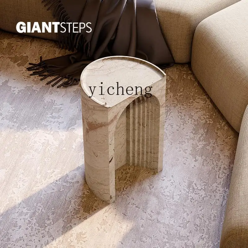 

ZZ wabi-sandy travertine sofa side few tea table hall rounded corner few natural stones